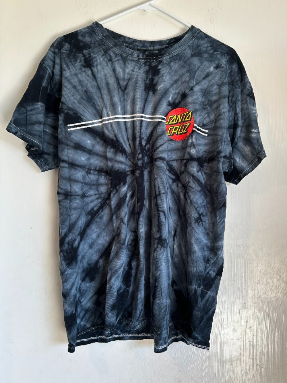 Santa Cruz - Blue Tie Dye Dot Logo Tee Shirt